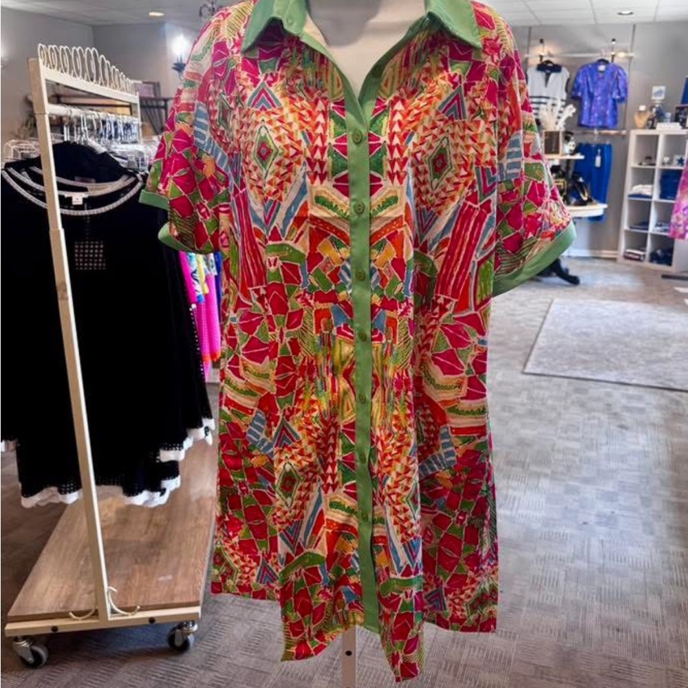 Colorful Geometric Button-Up Shirt